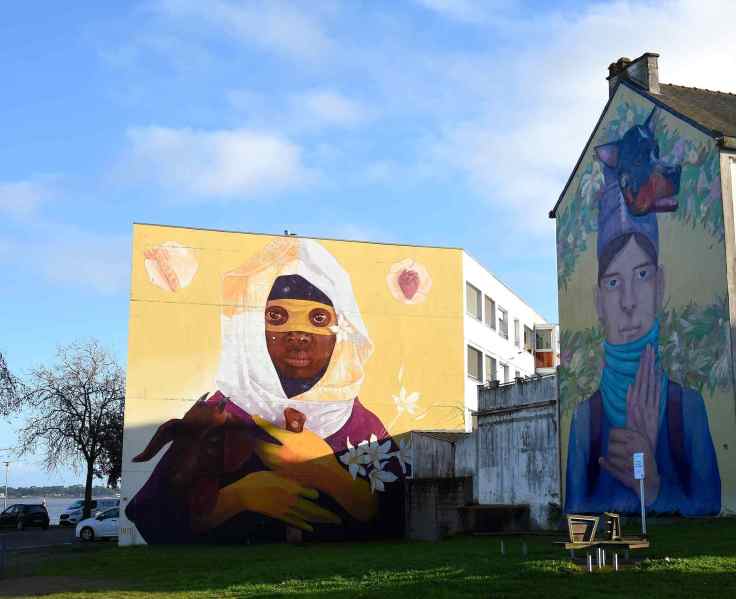 Street art à Saint-Nazaire, fresques monumentales des artistes chiliens Inti et Robot de la Madera